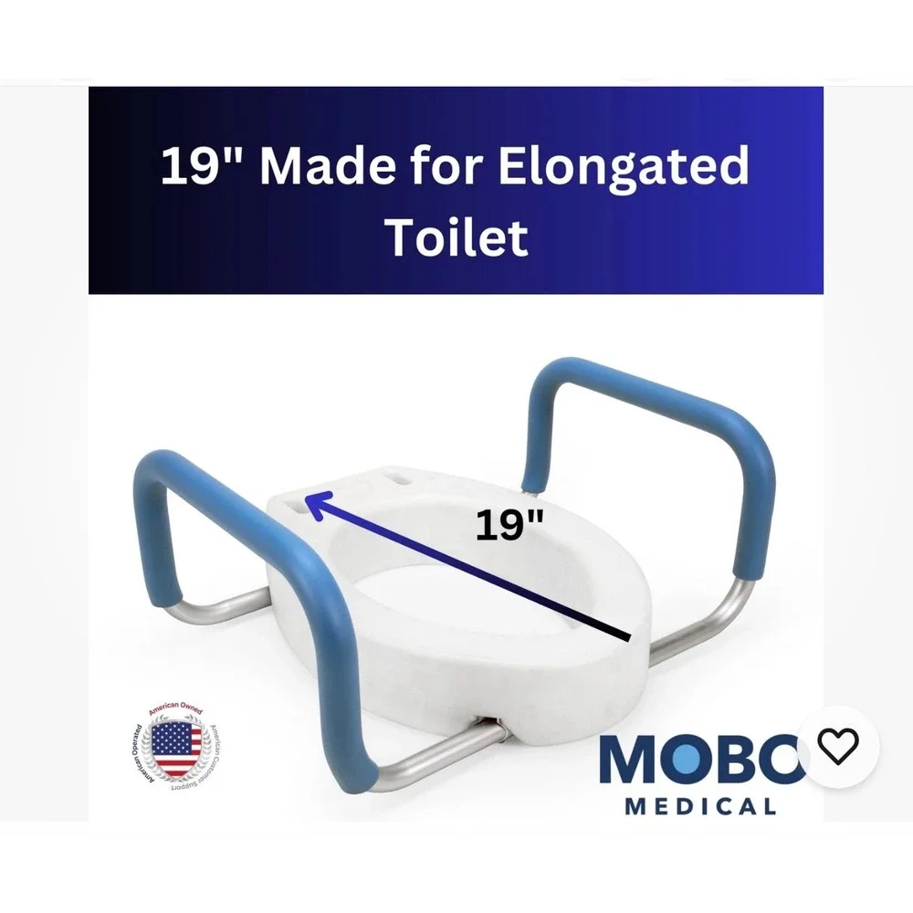 MOBO MEDICAL Heavy Duty Elongated‎ Toilet Seat Riser 3.5 Inch Lift 300 pound max